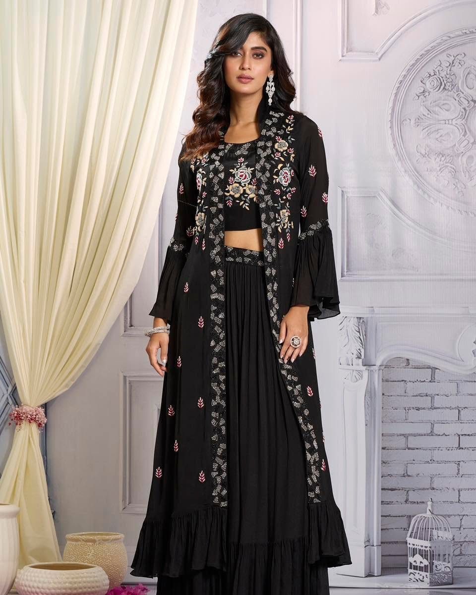 Black jacket lehenga set